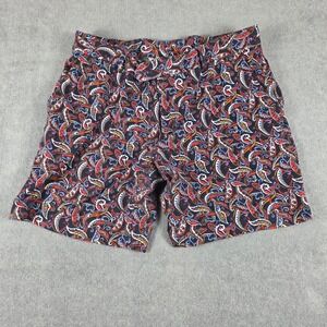 Murano Paisley Shorts Mens 34 Blue Red Gold Excellent Stretch Cotton Blend
